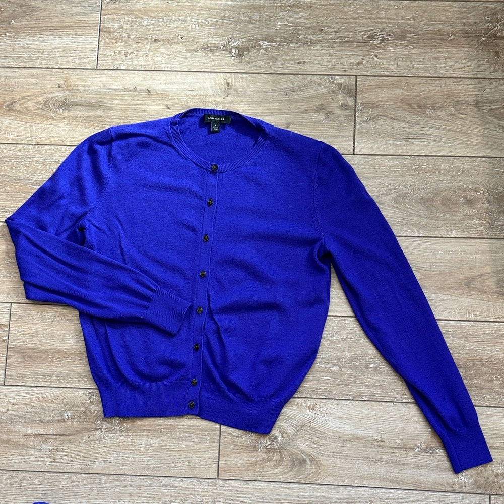 Ann Taylor Libery Purple Cadigan Sweater Size S - Picture 3 of 6
